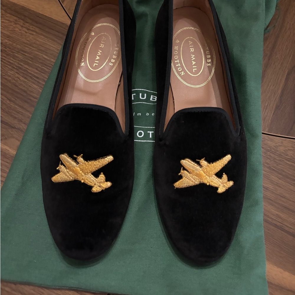 Stubbs and Wootton Airmail Velvet loafers